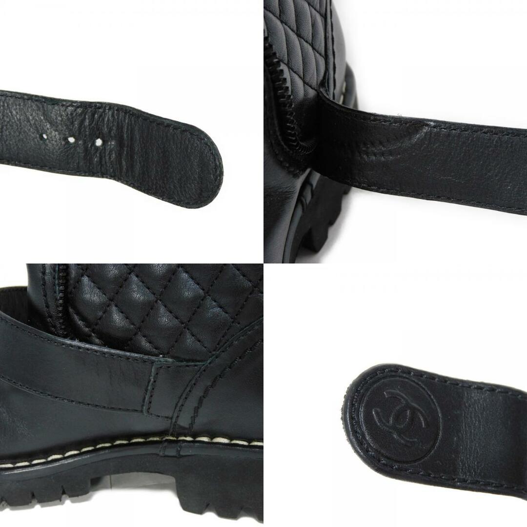 CHANEL(シャネル)のCHANEL シャネル マトラッセ ココマーク エンジニア 34 ベルト キルティング ステッチ サイドジップ エンジニア 22cm CCマーク ブラック ブーツ G28566 レディースの靴/シューズ(ブーツ)の商品写真