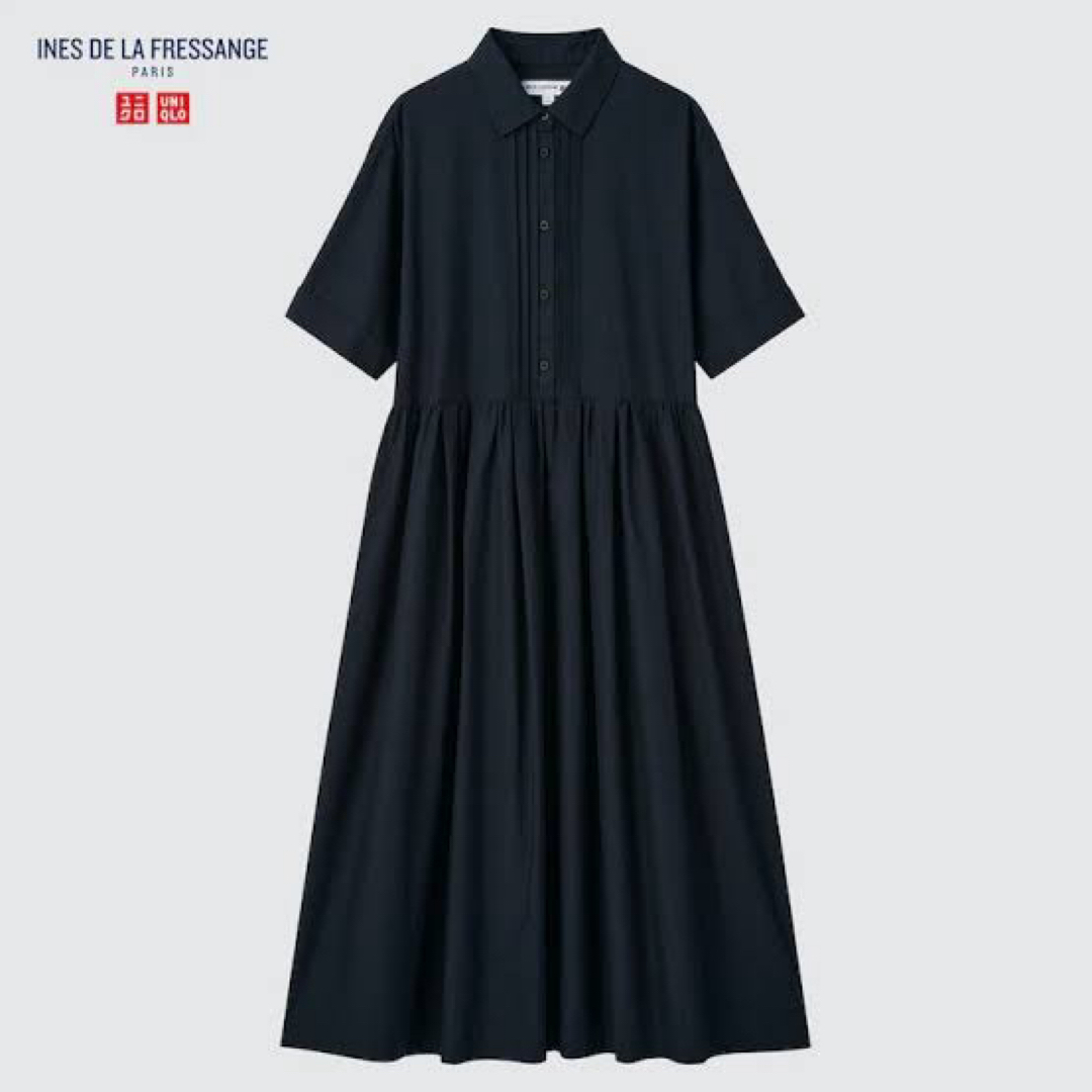 UNIQLO(ユニクロ)の【UNIQLO × INES】タックワンピース（半袖） レディースのワンピース(ロングワンピース/マキシワンピース)の商品写真