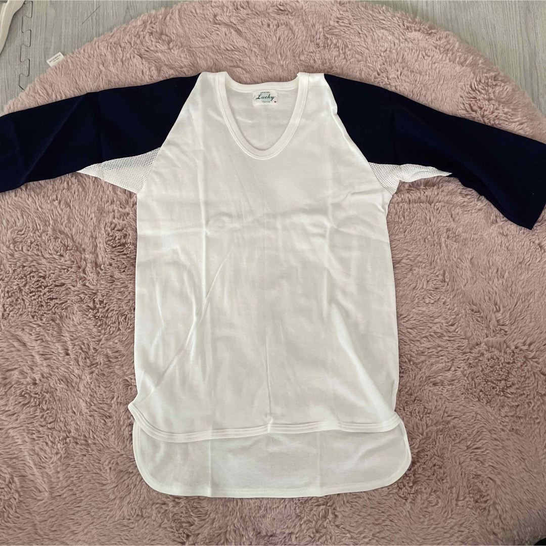 メンズ　七分袖　トレーニングシャツ　ベースボールTシャツ　白　M メンズのトップス(シャツ)の商品写真