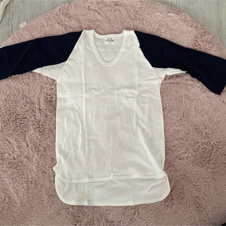 メンズ　七分袖　トレーニングシャツ　ベースボールTシャツ　白　M(シャツ)