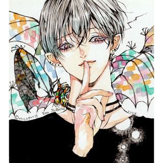 手描きイラスト 【吸血姫♂】オリジナル ミニ色紙(アート/写真)