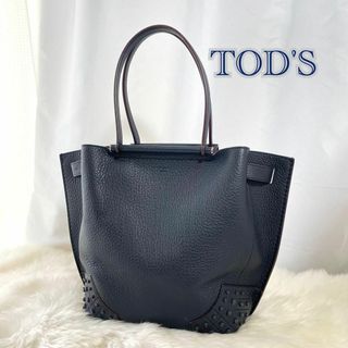 TOD'S - TOD'S トッズ　ウェーブ　トートバッグ　スタッズ　ネイビー　レッド　492