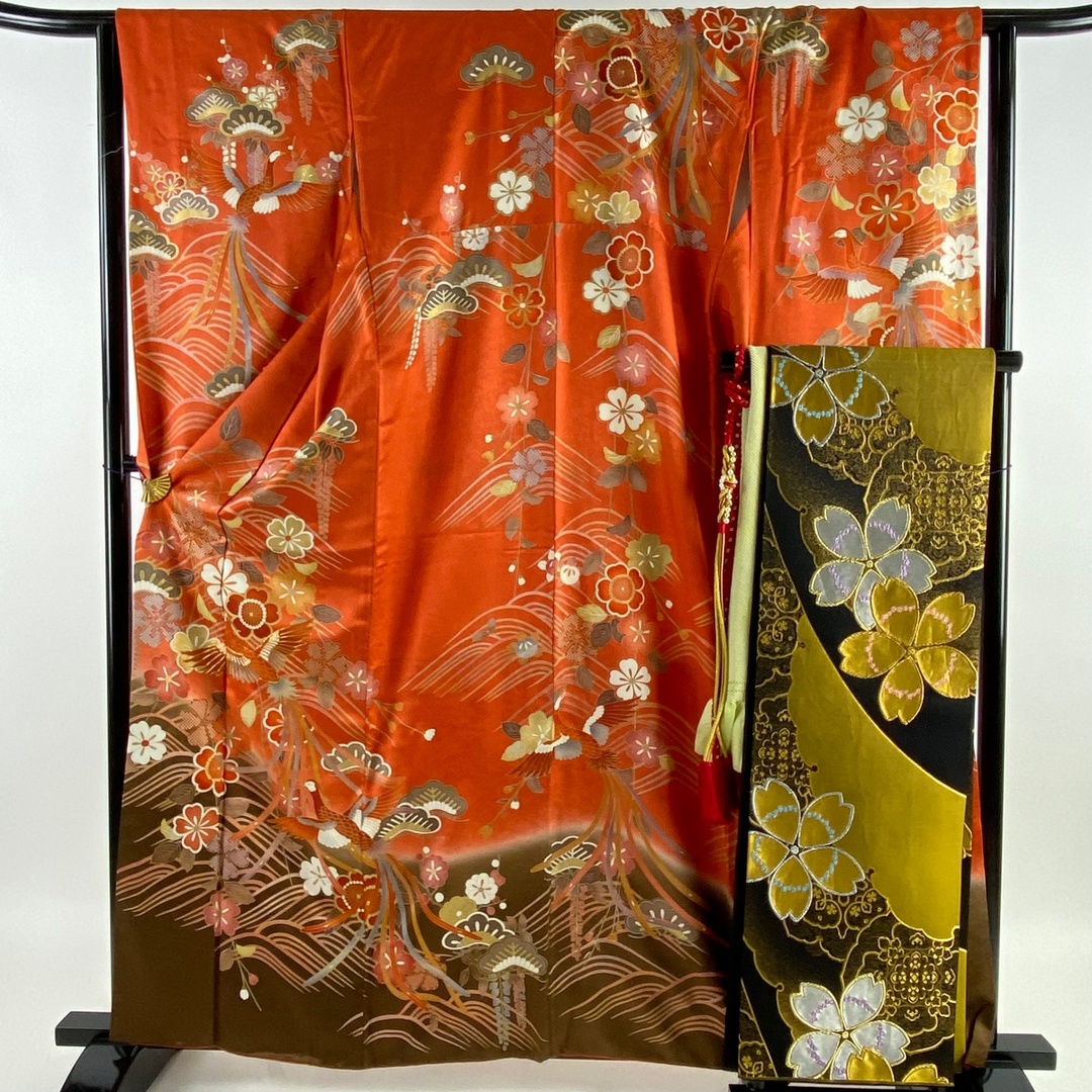 色留袖/5点セット1つ紋】黄鼠色、草色系 桜柄 色留袖/5点セット1つ紋】黄鼠色、草色系 桜柄