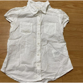 エイチアンドエム(H&M)のH&Mのスカラップレースデザイン　半袖シャツ ブラウス　100 3-4歳(ブラウス)