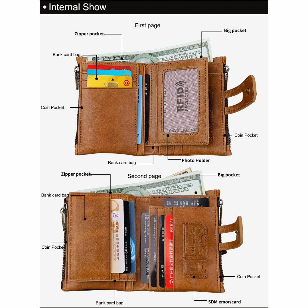 [Wreyu] 本革財布 メンズ 2つ折り 人気ランキング 一流の革職人が作る  メンズのバッグ(その他)の商品写真
