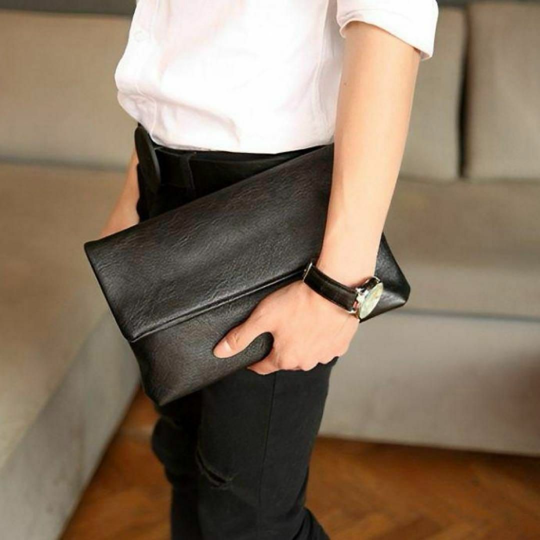 クラッチバッグ　セカンドバック　黒　メンズ　ポーチレザー　ビジネス　軽量大容量 メンズのバッグ(セカンドバッグ/クラッチバッグ)の商品写真