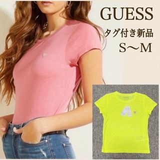 ゲス(GUESS)の【タグ付き新品 S】GUESS トライアングル刺繍ロゴ ネオンTシャツ(Tシャツ(半袖/袖なし))