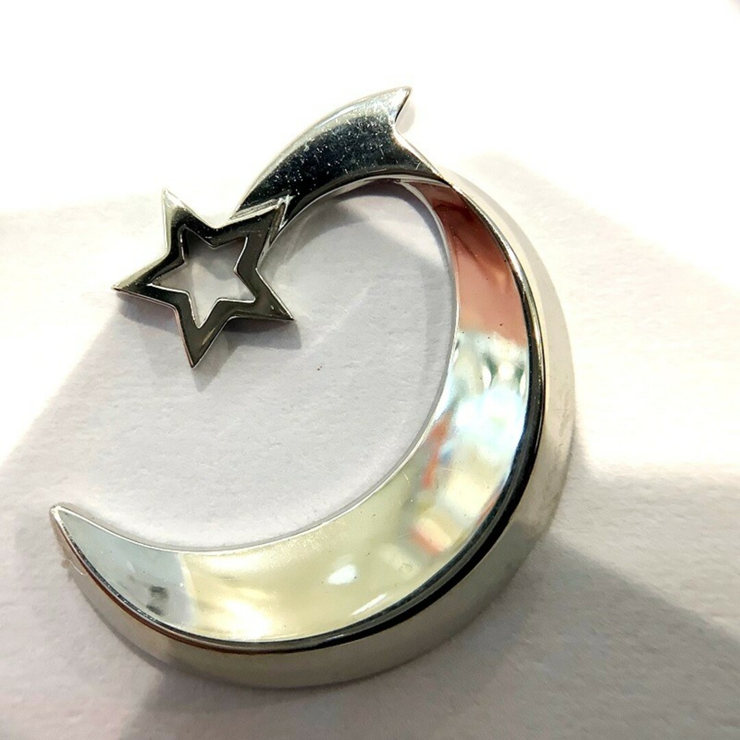 STAR JEWELRY(スタージュエリー)のスタージュエリー（Star Jewelry）クレセントムーン＆スターシルバー ピアス 　約3.0ｇ 三日月＆星　 ブルーストーン　取り外し可 【中古】KB－8460 レディースのアクセサリー(ピアス)の商品写真