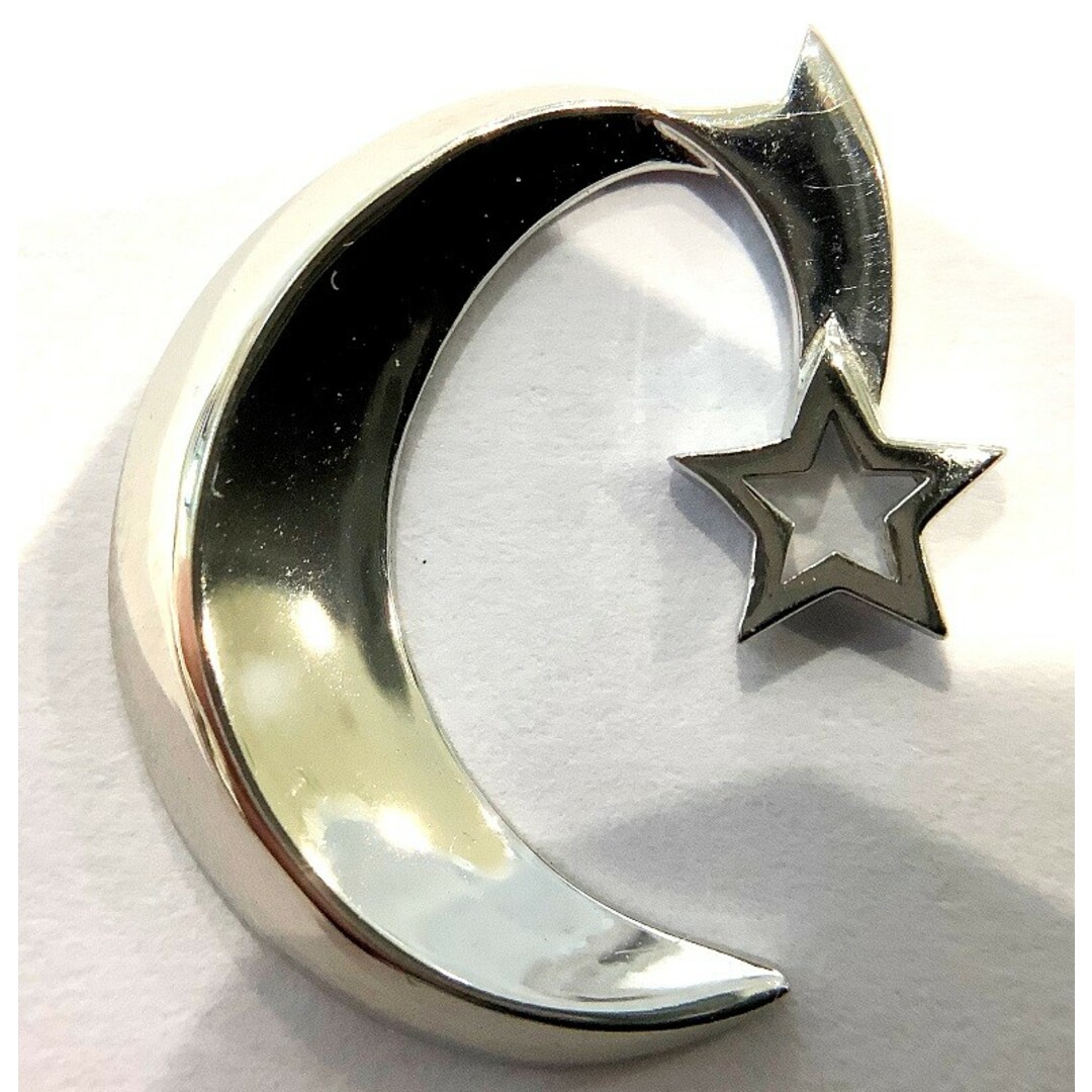 STAR JEWELRY(スタージュエリー)のスタージュエリー（Star Jewelry）クレセントムーン＆スターシルバー ピアス 　約3.0ｇ 三日月＆星　 ブルーストーン　取り外し可 【中古】KB－8460 レディースのアクセサリー(ピアス)の商品写真