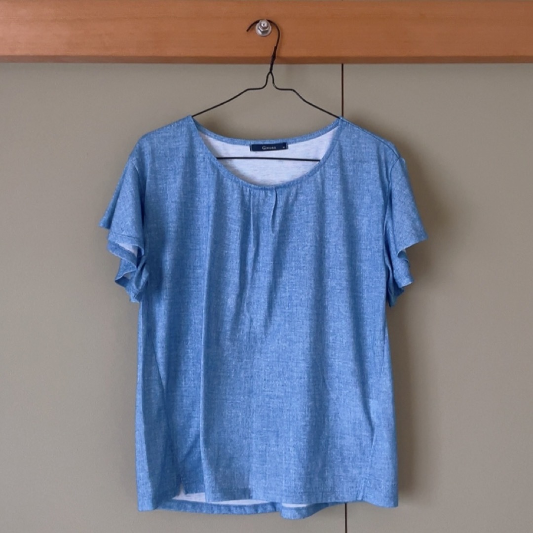トップス デニムカラー 水色 ライトブルー ブルー レディースのトップス(Tシャツ(半袖/袖なし))の商品写真