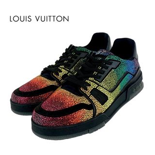 ルイヴィトン(LOUIS VUITTON)のルイヴィトン LOUIS VUITTON LV トレイナーライン スニーカー 靴 シューズ レザー ブラック レインボー 未使用 ラインストーン メンズ(スニーカー)