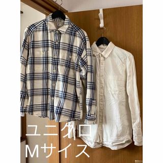 ユニクロ(UNIQLO)のユニクロ　メンズ　Mサイズ　長袖シャツ　チェックシャツ　フランネルシャツ(シャツ/ブラウス(長袖/七分))