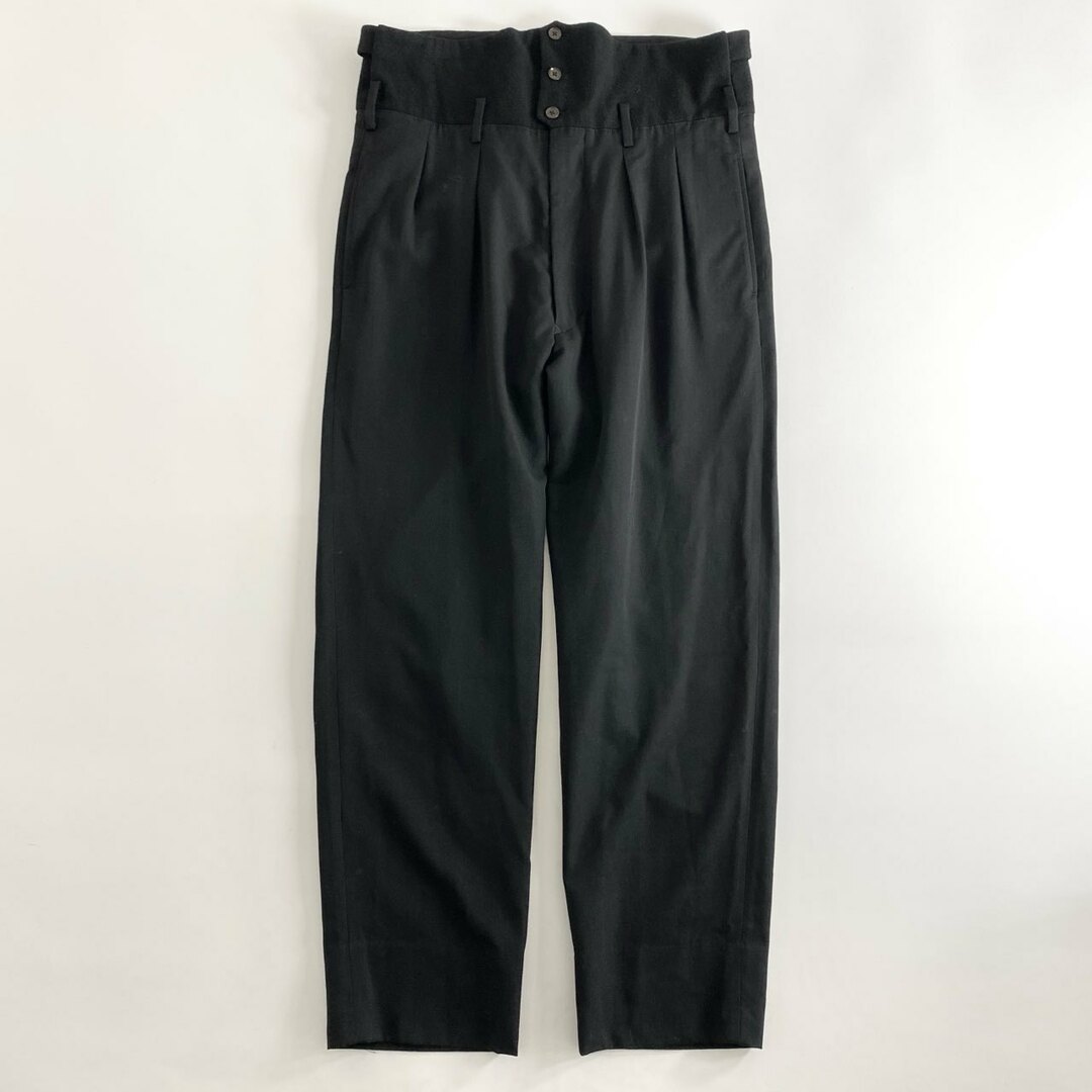 Yohji Yamamoto POUR HOMME(ヨウジヤマモトプールオム)の71e14 YOHJI YAMAMOTO POUR HOMME ヨウジヤマモト プールオム ギャバジンウール ワイドパンツ スラックスパンツ HE-P30-80 3 ブラック ウール100％ 日本製 メンズ 男性用 メンズのパンツ(スラックス)の商品写真