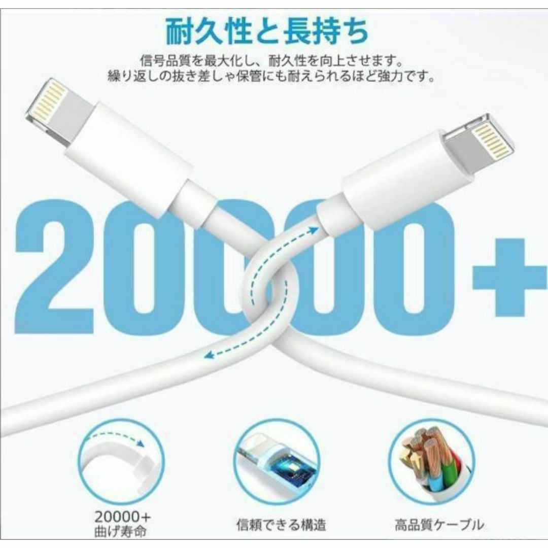 iPhone 充電ケーブル6本セット1M 純正ライト急速充電 断線防止高耐久 スマホ/家電/カメラのスマホアクセサリー(その他)の商品写真