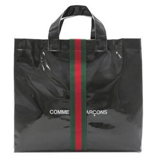 コムデギャルソン(COMME des GARCONS)のコムデギャルソン COMME des GARCONS トートバッグ コムデギャルソン×グッチ ショッパーバッグ ナイロン ポリウレタン クラフト紙 ブラック 黒 シェリーライン  【保存袋】【中古】(トートバッグ)