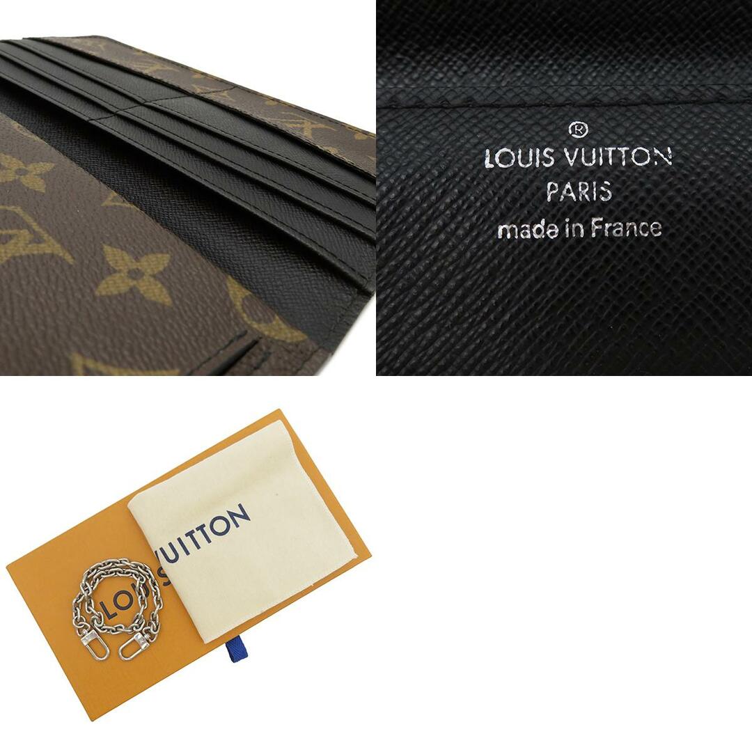 LOUIS VUITTON(ルイヴィトン)のルイヴィトン LOUIS VUITTON 長財布 ポルトフォイユ ロン モノグラムキャンバス レザー モノグラム×ブラック シルバー金具 茶 三つ折り  M60168 MI0182 【箱】【中古】 メンズのファッション小物(長財布)の商品写真