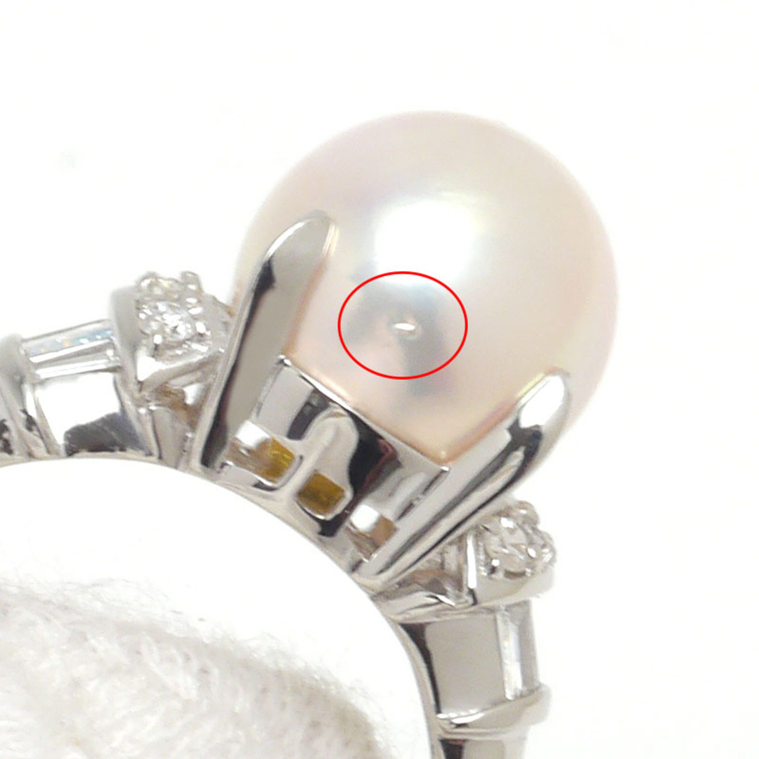 アコヤパールリング 約12号  PT900・真珠約9.3mm・ダイヤ0.21ct レディースのアクセサリー(リング(指輪))の商品写真