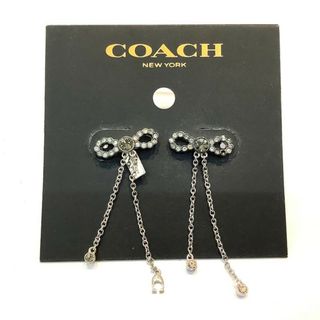 コーチ(COACH)のコーチ（COACH）リボンモチーフラインストーンピアス　F28877 　ゆらゆら揺れるピアス【中古】KB-8458(ピアス)