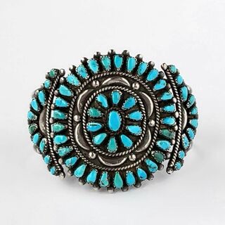 インディアンジュエリー(INDIAN JEWELRY)のヴィンテージ ターコイズバングル 70's インディアンジュエリー ナバホ(ブレスレット)