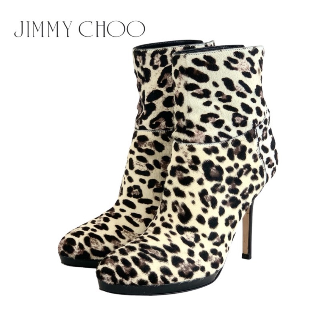 JIMMY CHOO(ジミーチュウ)のジミーチュウ JIMMY CHOO ブーツ ショートブーツ 靴 シューズ ハラコ ベージュ ブラウン レオパード レディースの靴/シューズ(ブーツ)の商品写真