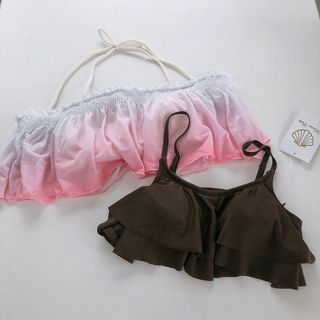 新品♡水着トップス2着セット♡ブラウン&ピンク7号♡旅行♡海♡プール♡(水着)