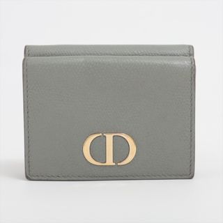 ディオール(Dior)のディオール モンテーニュ レザー  グレー レディース コンパクトウォレッ(財布)