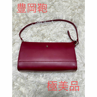 極美品　豊岡鞄　ハンドバッグ　赤　日本製　ミニバッグ　自立　ワインレッド(ハンドバッグ)