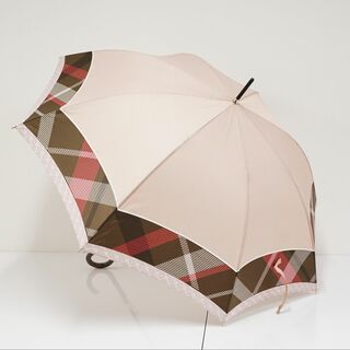 ゲラルディーニ(GHERARDINI)の傘 GHERARDINI ゲラルディーニ USED品 日本製 耐風 チェック×モノグラム ピンク ジャンプ 日本製 60cm KR A0707(傘)