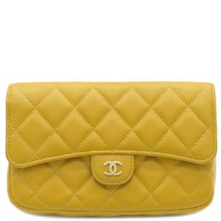 シャネル(CHANEL)のシャネル CHANEL ショルダーバッグ タイムレスクラシック ライン フォンケース キャビアスキン イエロー ゴールド金具 黄  AP2096 J1******【中古】(ショルダーバッグ)