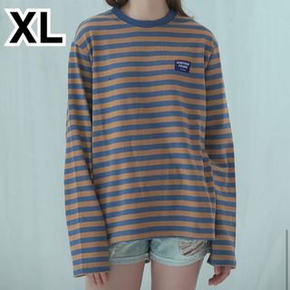 【フォロー割あり】ボーダー ロンT XL カジュアル トップス 長袖 薄手 春物(Tシャツ(長袖/七分))