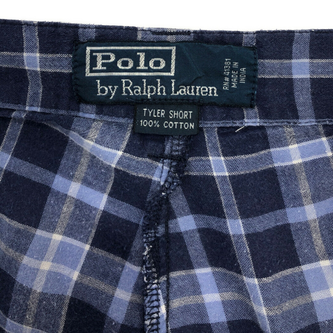 POLO RALPH LAUREN(ポロラルフローレン)のPolo by Ralph Lauren ポロ ラルフローレン TYLER SHORT チノショートパンツ ポロチノ チェック ブルー (メンズ W34) 中古 古着 Q6477 メンズのパンツ(ショートパンツ)の商品写真