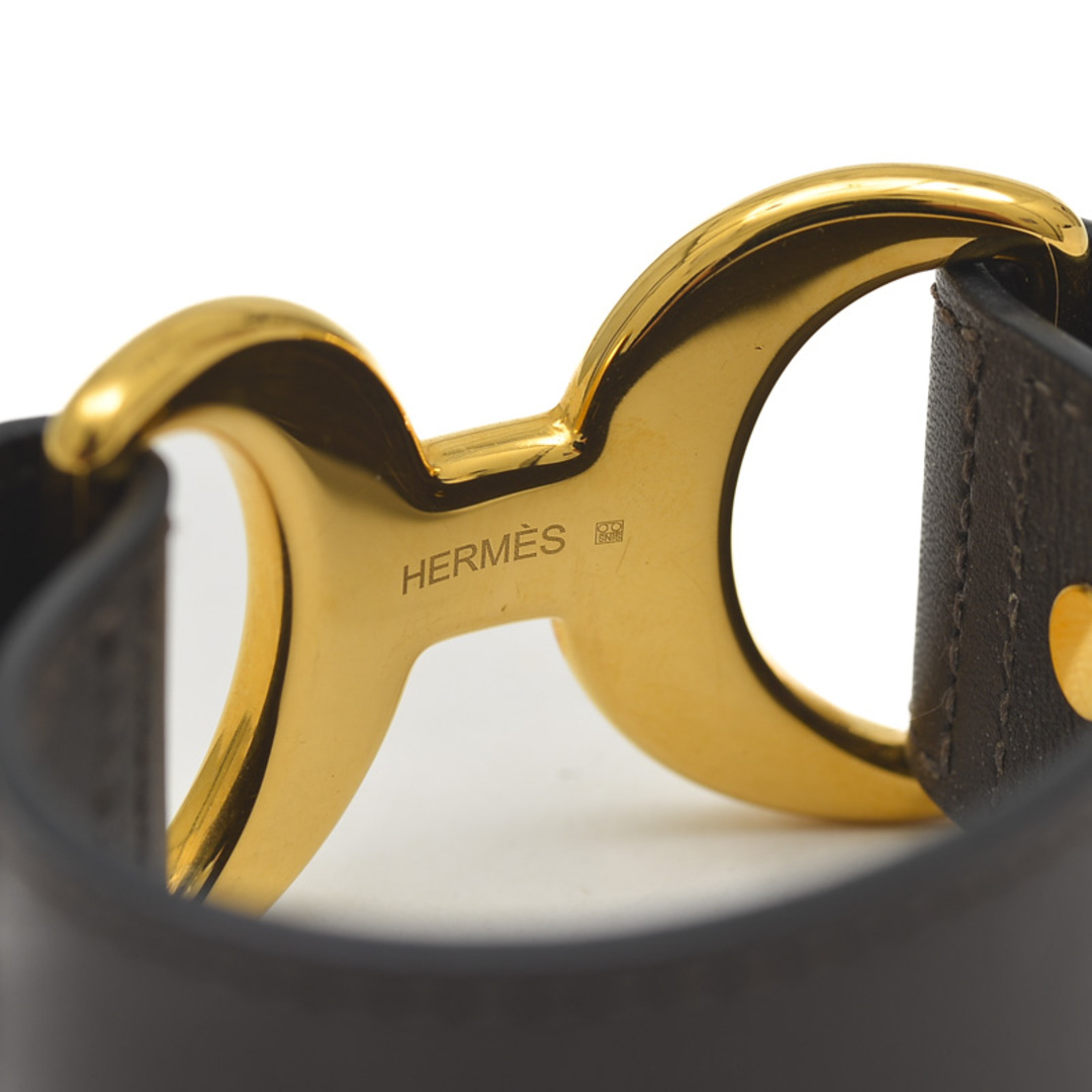 Hermes(エルメス)のエルメス バングル パバン レザー ブラウン ゴールド金具 N刻印 レディースのアクセサリー(ブレスレット/バングル)の商品写真