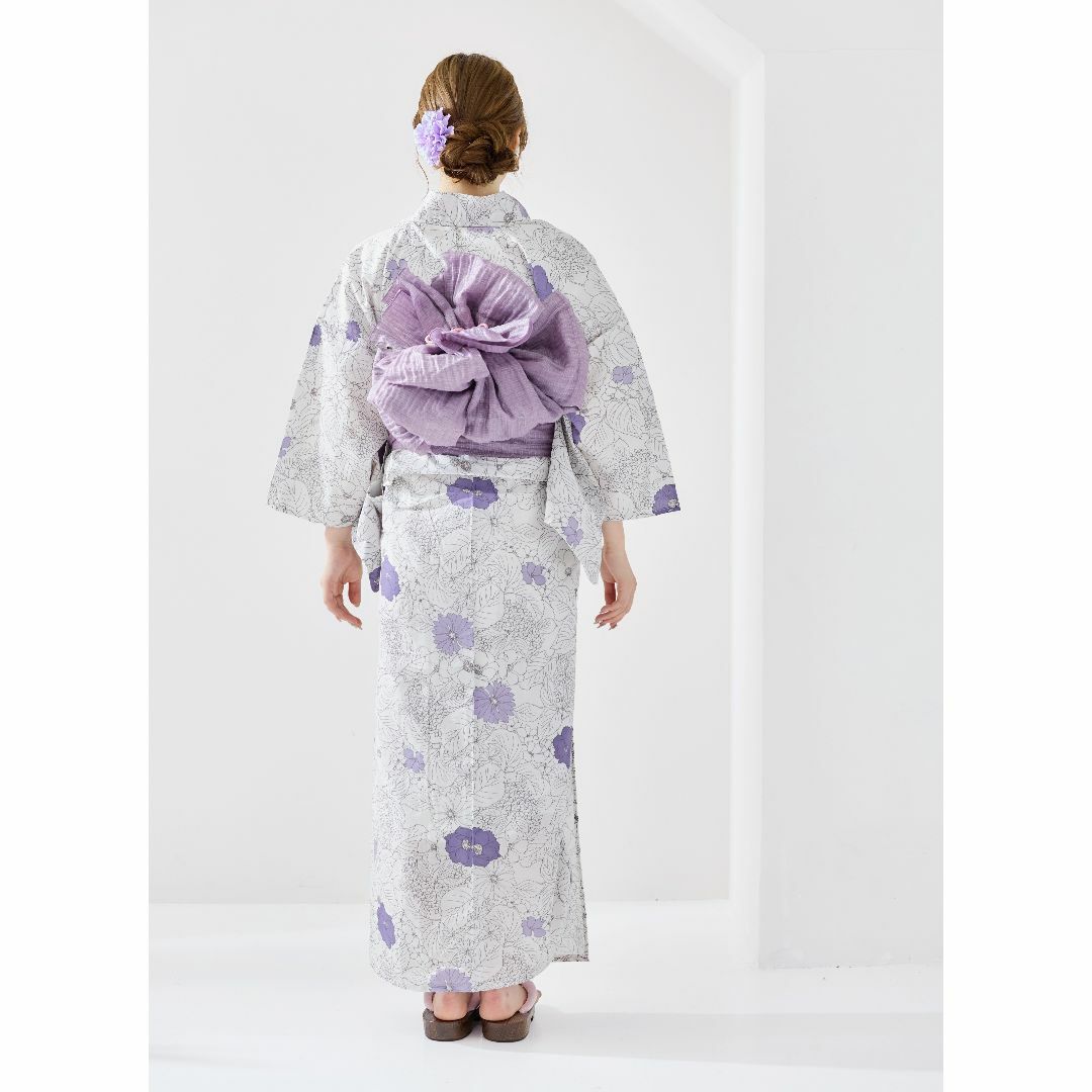 浴衣 セット 浴衣セット ゆかた 大人 レディース かわいい 新品 紫 パープル レディースの水着/浴衣(浴衣)の商品写真