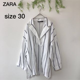 ♡ZARA♡トップス ブラウス チュニック Vネック ストライプ オーバーシャツ