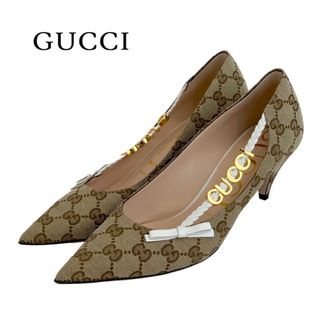 Gucci - グッチ GUCCI パンプス 靴 シューズ キャンバス ベージュ GG ロゴ