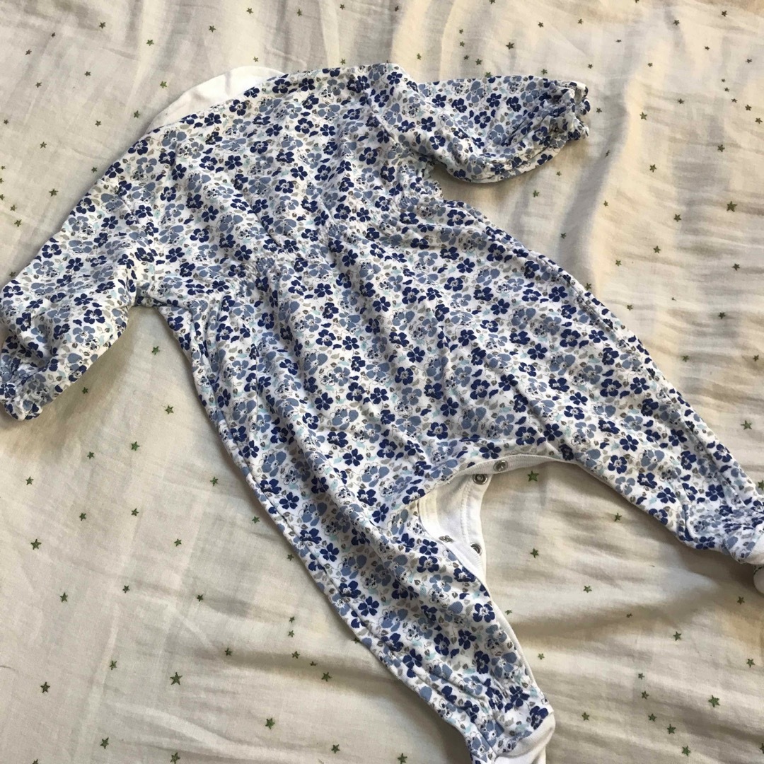 PETIT BATEAU(プチバトー)のプチバトー　ロンパース  3m 60cm 帽子付き キッズ/ベビー/マタニティのベビー服(~85cm)(ロンパース)の商品写真