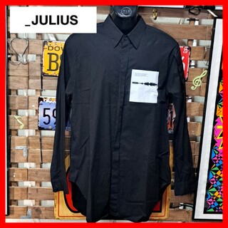 JULIUS ユリウス　プリント　長袖　ロングシャツ　2 Ｍ　ブラック