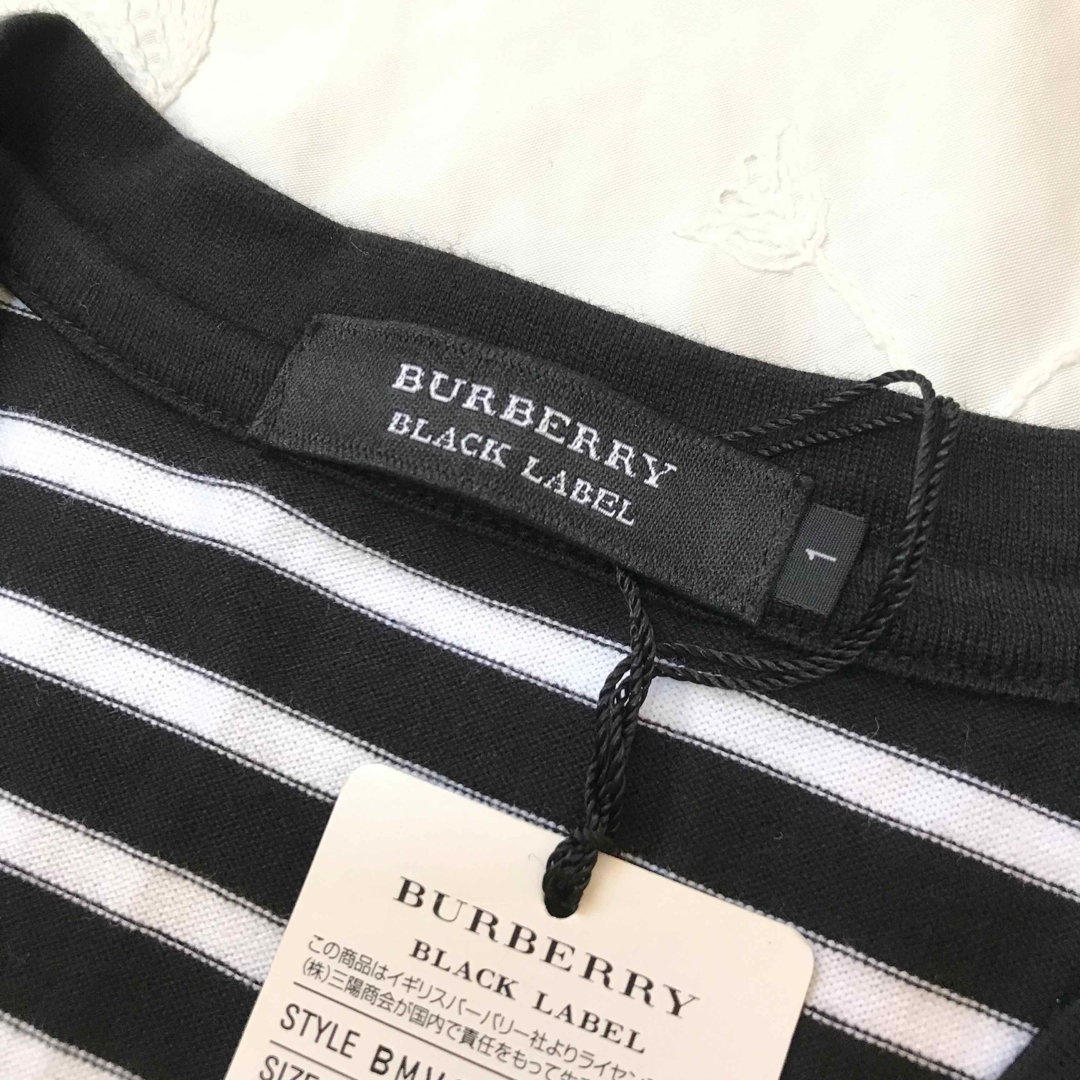 BURBERRY BLACK LABEL(バーバリーブラックレーベル)のバーバリー  ブラックレーベル　黒白　ボーダー　半袖　Tシャツ　1 未使用タグ付 メンズのトップス(Tシャツ/カットソー(半袖/袖なし))の商品写真