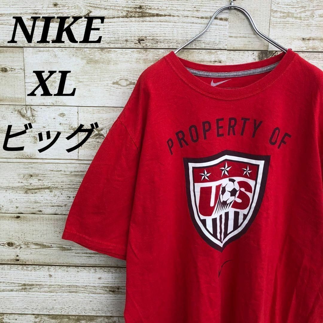 NIKE(ナイキ)の【k4020】USA古着ナイキNIKEスウッシュロゴプリント半袖TシャツXL メンズのトップス(Tシャツ/カットソー(半袖/袖なし))の商品写真