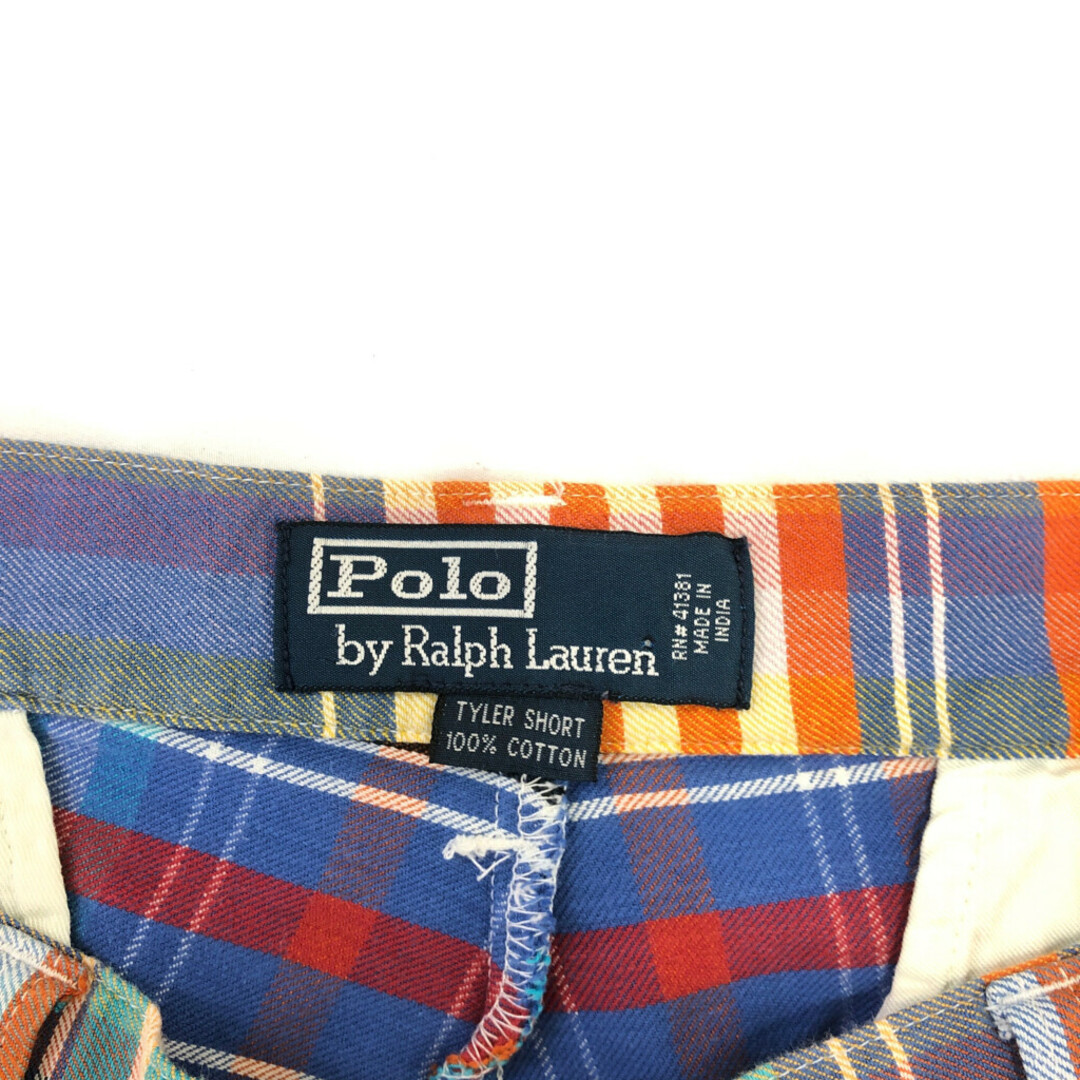 POLO RALPH LAUREN(ポロラルフローレン)のPolo by Ralph Lauren ポロ ラルフローレン TYLER SHORT ショートパンツ チェック マルチカラー (メンズ W36) 中古 古着 Q6485 メンズのパンツ(ショートパンツ)の商品写真