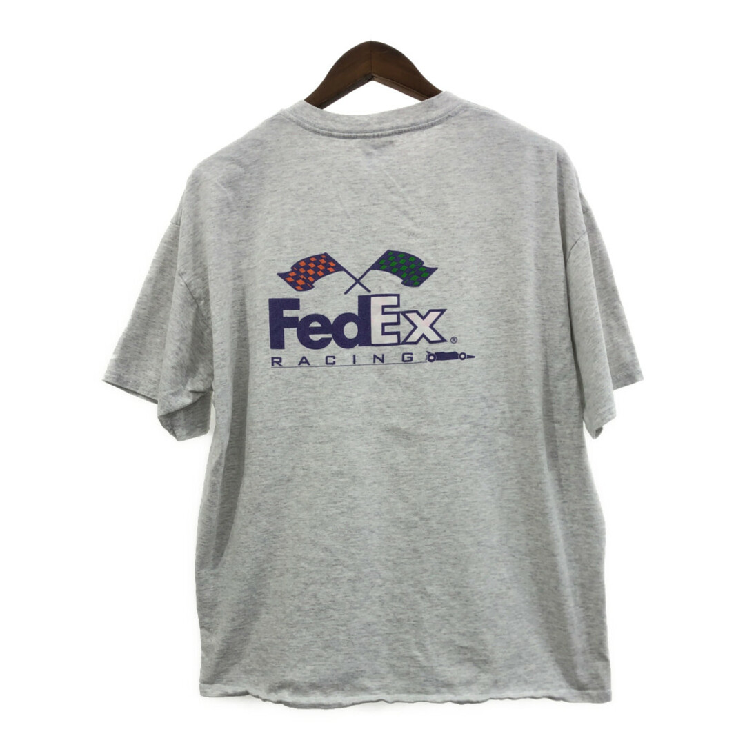 FedEx Racing フェデックス レーシング 半袖Ｔシャツ 企業ロゴ ワンポイント グレー (メンズ XL) 中古 古着 Q6486 メンズのトップス(Tシャツ/カットソー(半袖/袖なし))の商品写真