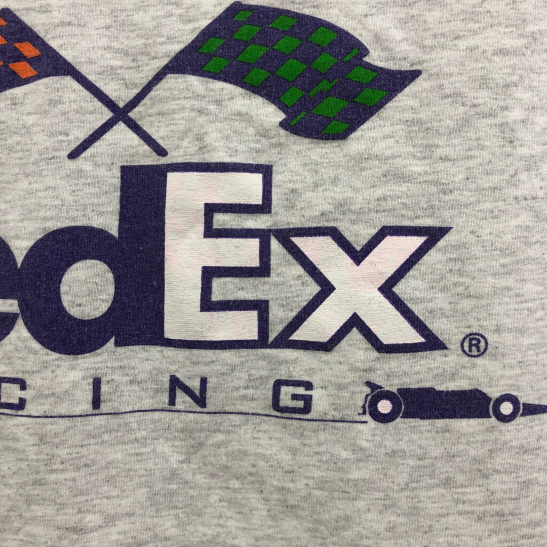 FedEx Racing フェデックス レーシング 半袖Ｔシャツ 企業ロゴ ワンポイント グレー (メンズ XL) 中古 古着 Q6486 メンズのトップス(Tシャツ/カットソー(半袖/袖なし))の商品写真