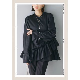 再入荷　ブロードアシメフリルブラウス　frene 人気(シャツ/ブラウス(長袖/七分))