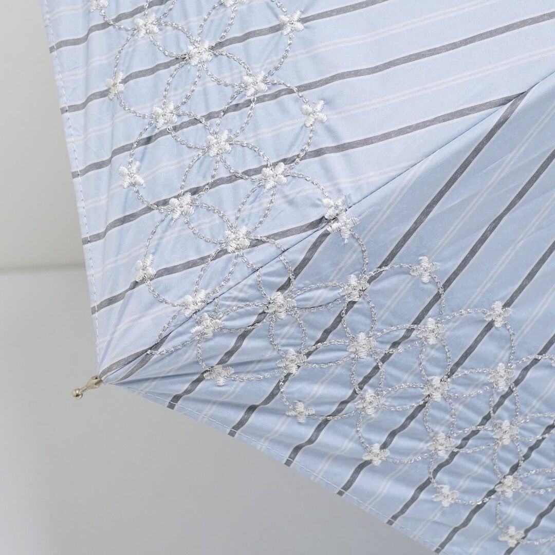 ANTEPRIMA(アンテプリマ)の傘 ANTEPRIMA アンテプリマ USED美品 ライトブルー ストライプ グラス骨 軽量 50cm A0721 レディースのファッション小物(傘)の商品写真