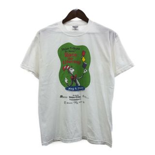 00年代 ドクター・スース 半袖Ｔシャツ キャラクター ホワイト (メンズ L) 中古 古着 Q6487(Tシャツ/カットソー(半袖/袖なし))