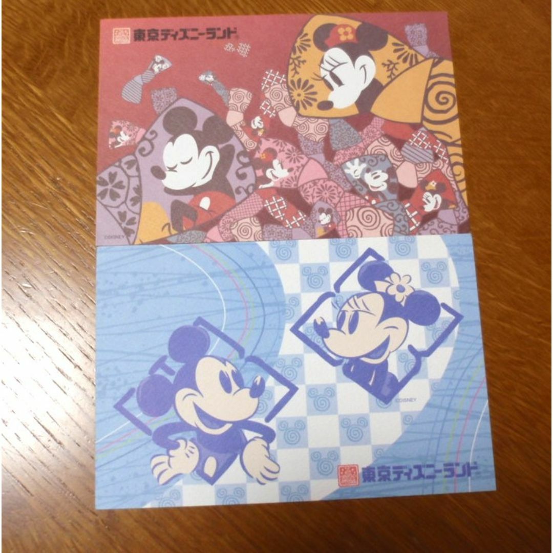 Disney(ディズニー)の【未使用/美品】東京ディズニーランド  和柄　ミッキー　ポストカード　2枚セット エンタメ/ホビーのアニメグッズ(カード)の商品写真