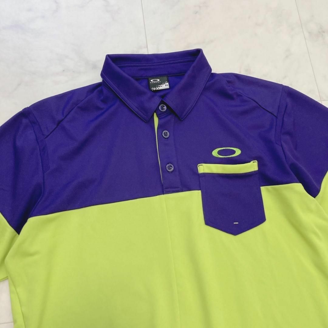 Oakley(オークリー)のOAKLEY 切り替えデザイン　袖ロゴ　ポロシャツ　メンズ　XL スポーツ/アウトドアのゴルフ(ウエア)の商品写真
