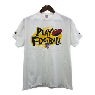 USA製 JERZEES ジャージーズ NFL PLAY FOOTBALL 半袖Ｔシャツ プロチーム アメフト ホワイト (メンズ L) 中古 古着 Q6488(Tシャツ/カットソー(半袖/袖なし))