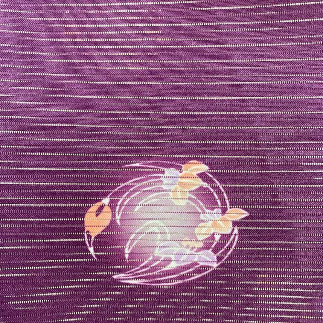 夏小紋 紗 夏用 小紋 ポリエステル 紫 花柄 新品 Lサイズ p-5 レディースの水着/浴衣(着物)の商品写真