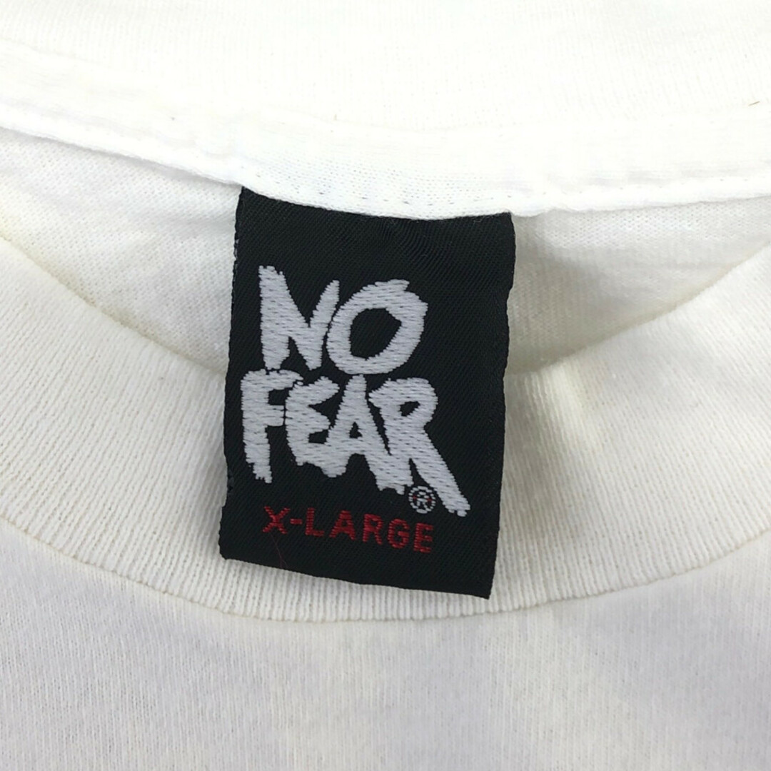 90年代 USA製 NO FEAR 半袖Ｔシャツ ロゴ ホワイト (メンズ X-LARGE) 中古 古着 Q6489 メンズのトップス(Tシャツ/カットソー(半袖/袖なし))の商品写真